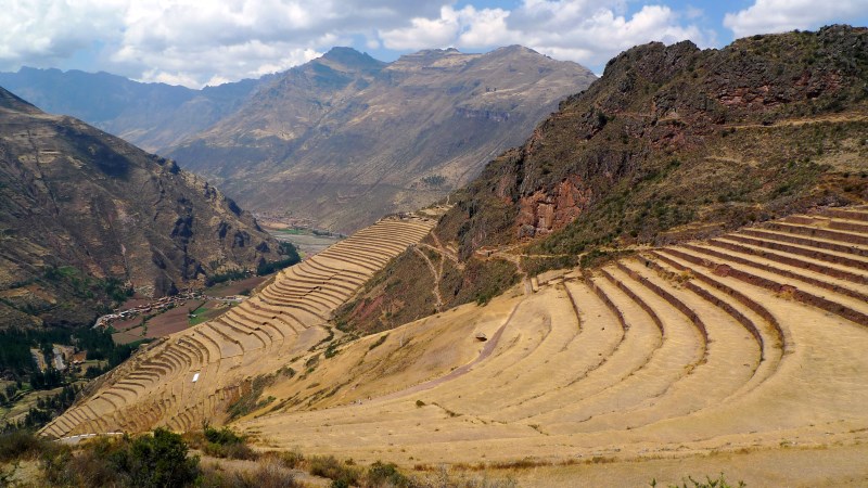 Historical farming terraces in the Sacred Valley of Peru