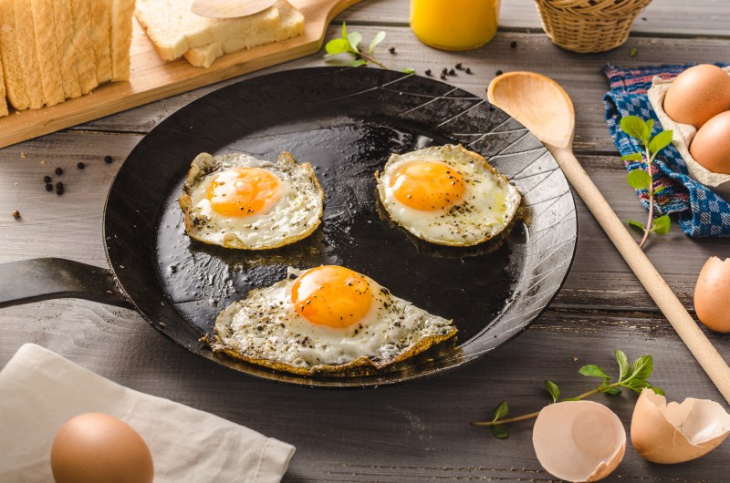 breakfast eggs on a skillet