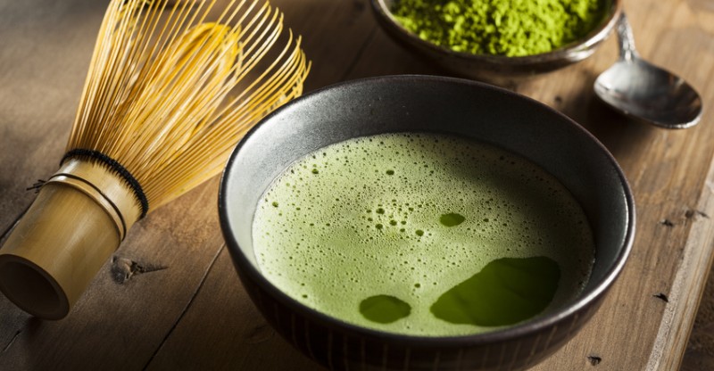 Organic Green Matcha Tea in a Bowl