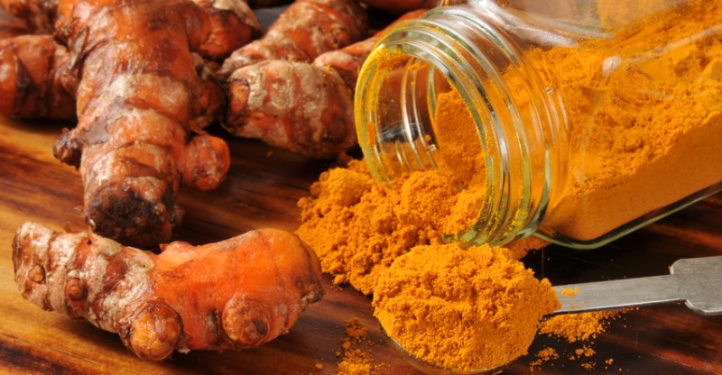 Fresh turmeric root, and ground spice